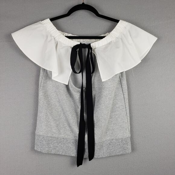 Chelsea28 Women's Size XS Bow Back Colorblock Blouse Neutral French Coquette - Picture 1 of 8